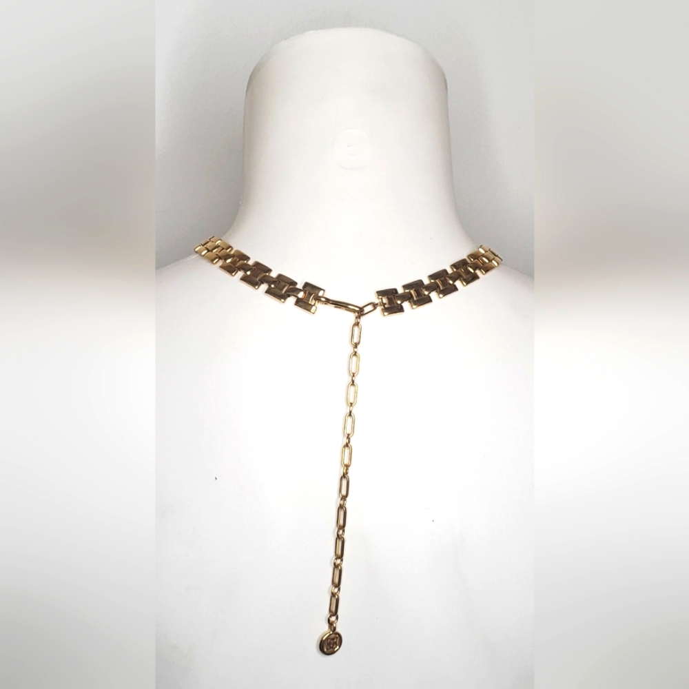 Givenchy 1980s Gold-tone Box Link Chain Necklace 22" Adjustable-Timeless Design - Picture 4 of 10